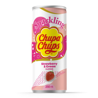 Chupa Chups Sparkling Jordbær & creme 0,25L plus pant