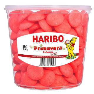 Haribo Primavera Jordbær maxi 150Stk. dåse