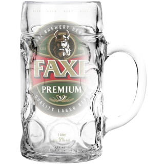 1l ølkrus og 1l Faxe Premium plus pant