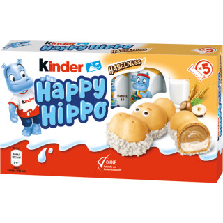 Kinder Happy Hippo Haselnødde 5Styk 103,5g